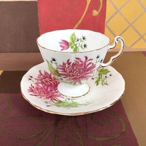Adderley Pink Floral Teacup And Saucer